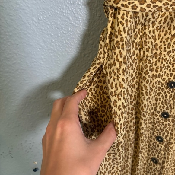 Anthropologie Bolano Leopard Print Midi Button Front Dress Size 0 Boho - Picture 12 of 14